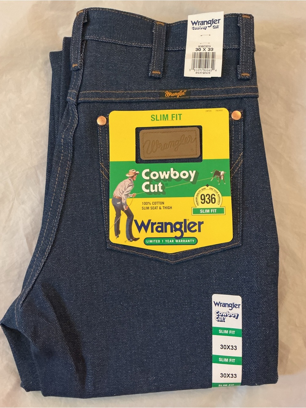 NWT Wrangler Cowboy Cut 936 Slim Fit Men's Jeans 30x33